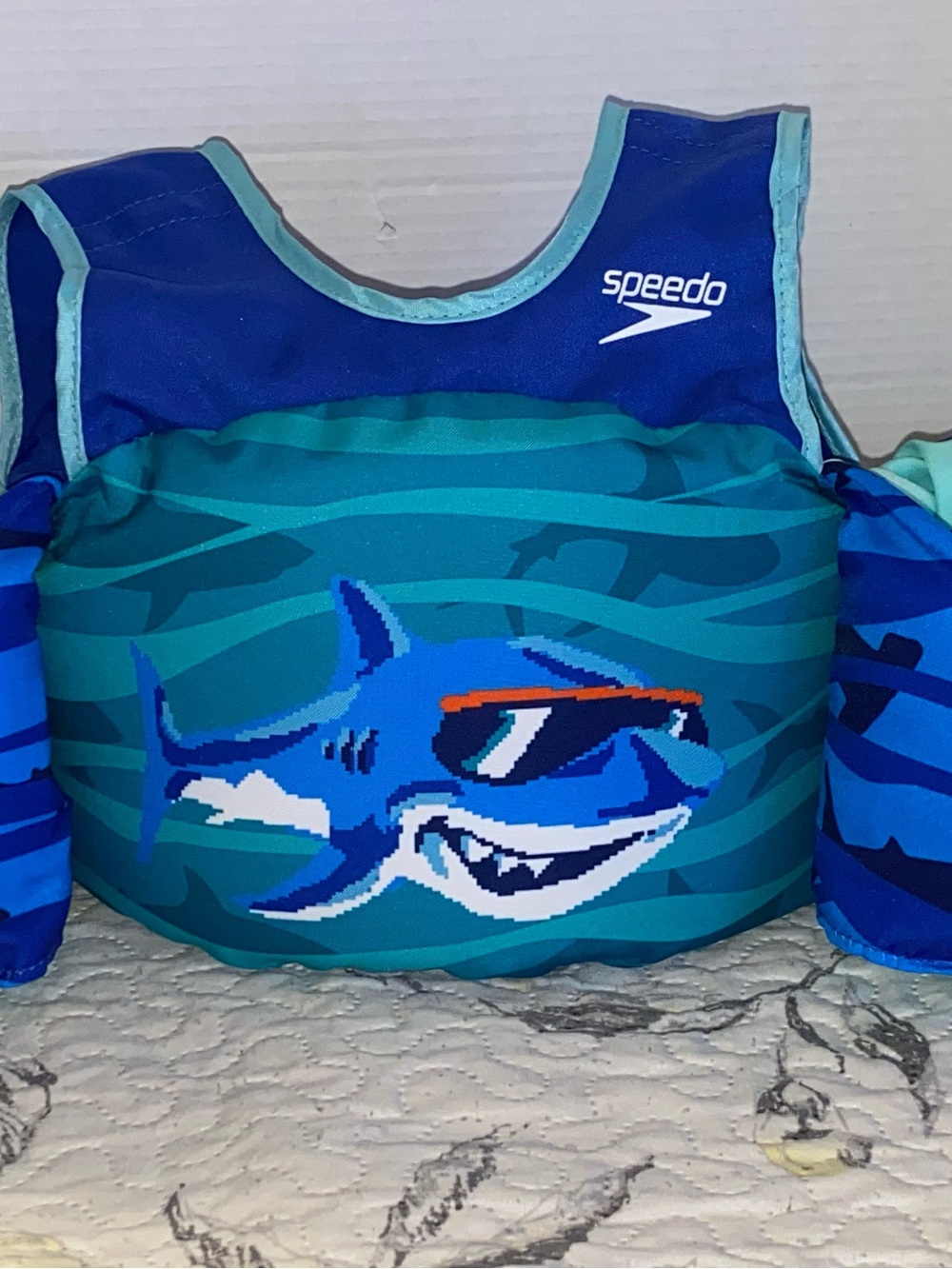 Speedo Blue & Teal Shark Swim Bib Float Vest for Kids 30 to 50 lbs